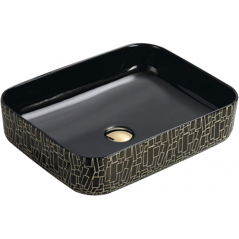 Mexen Lorita lavatório de sobrepor 51 x 39 cm, preto/dourado - 22135163