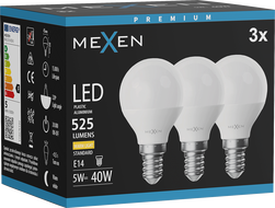 Mexen Nova 3x LED Pirn E14, G45, 5W, Soe - 3000K, 525 lm - L101-E14-0530-01x03