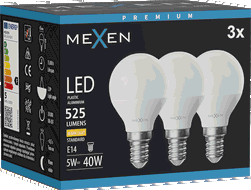 Mexen Nova 3x LED žarulja E14, G45, 5W, Topla - 3000K, 525 lm - L101-E14-0530-01x03