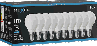 Mexen Nova 10x LED-lamppu E14, G45, 5W, Kylmä - 6500K, 525 lm - L101-E14-0565-01x10