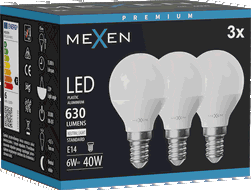 Mexen Nova 3x LED-Birne E14, G45, 6W, Neutral - 4000K, 630 lm - L101-E14-0640-01x03