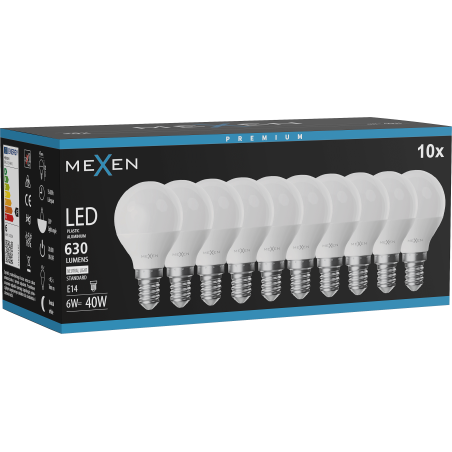 Mexen Nova 10x LED Glühbirne E14, G45, 6W, Neutral - 4000K, 630 lm - L101-E14-0640-01x10