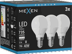 Mexen Nova 3x LED žarulja E14, G45, 7W, Neutralna - 4000K, 735 lm - L101-E14-0740-01x03
