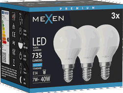 Mexen Nova 3x LED-Lampe E14, G45, 7W, Kalt - 6500K, 735 lm - L101-E14-0765-01x03