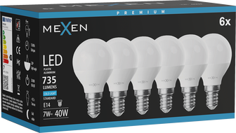 Mexen Nova 6x LED žarulja E14, G45, 7W, Hladna - 6500K, 735 lm - L101-E14-0765-01x06