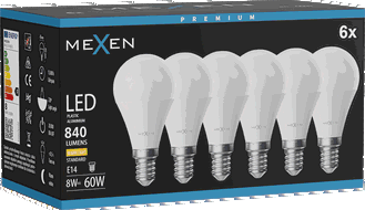 Mexen Nova 6x LED-lampa E14, G45, 8W, Varm - 3000K, 840 lm - L101-E14-0830-01x06