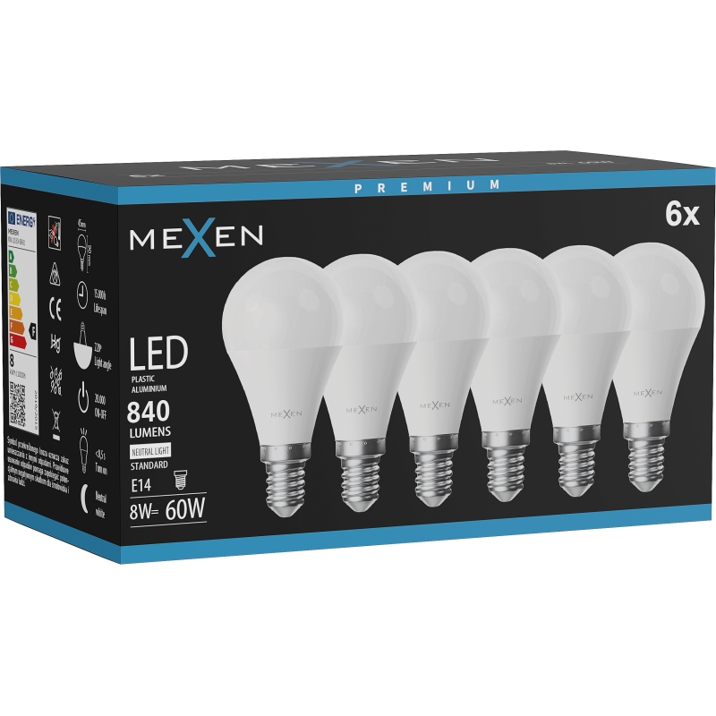 Mexen Nova 6x LED Bulb E14, G45, 8W, Neutral - 4000K, 840 lm - L101-E14-0840-01x06