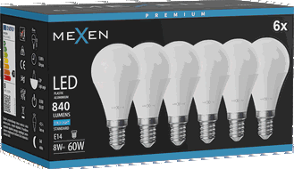 Mexen Nova 6x LED spuldze E14, G45, 8W, Auksts - 6500K, 840 lm - L101-E14-0865-01x06