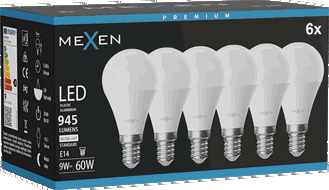 Mexen Nova 6x żarówka LED E14, G45, 9W, Neutralna - 4000K, 945 lm - L101-E14-0940-01x06