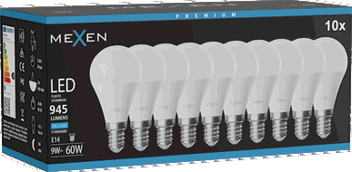 Mexen Nova 10x LED žarulja E14, G45, 9W, Hladna - 6500K, 945 lm - L101-E14-0965-01x10