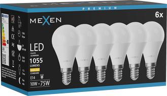 Mexen Nova 6x LED pirn E14, G45, 10W, Soe - 3000K, 1055 lm - L101-E14-1030-01x06