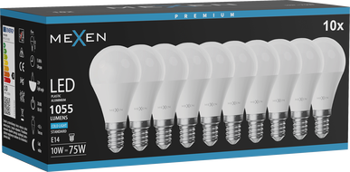 Mexen Nova 10x LED lambipirn E14, G45, 10W, Külm - 6500K, 1055 lm - L101-E14-1065-01x10
