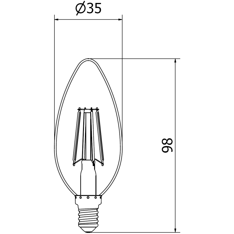 Mexen Vintis 3x LED filament žarnica E14, C35, 6W, Topla - 2200K, 600 lm, jantar - L154-E14-0622-50x03