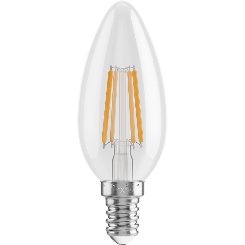 Mexen Vintis 10x LED spuldze ar kvēldiegu E14, C35, 4W, Silta - 2700K, 470 lm, caurspīdīga - L154-E14-0427-00x10