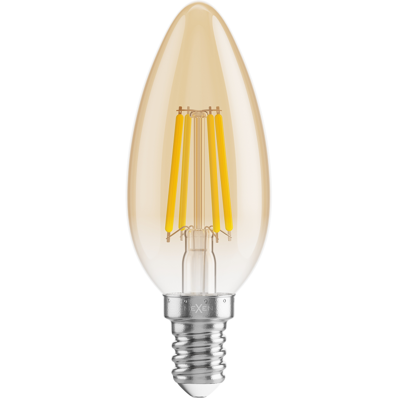 Mexen Vintis 10x LED filamenta spuldze E14, C35, 6W, Silta - 2200K, 600 lm, dzintara - L154-E14-0622-50x10