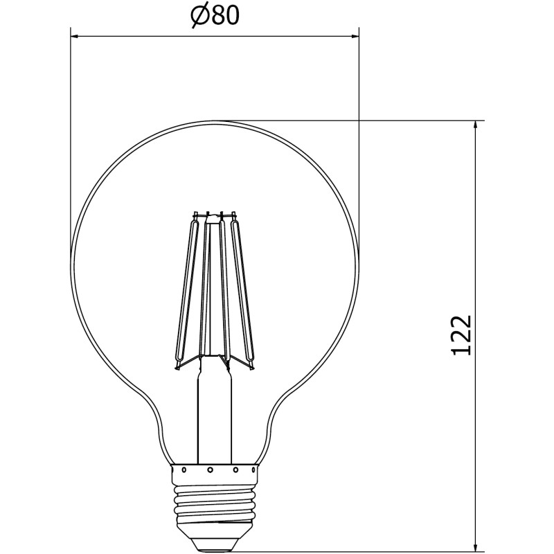 Mexen Vintis 3x Lampadina a filamento LED E27, G80, 8W, Calda - 2200K, 750 lm, ambra - L155-E27-0822-50x03