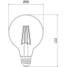 Mexen Vintis 3x Lampadina a filamento LED E27, G80, 8W, Calda - 2200K, 750 lm, ambra - L155-E27-0822-50x03