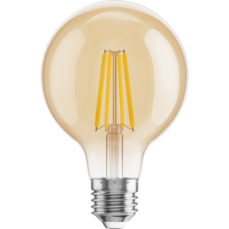 Mexen Vintis 3x żarówka filament LED E27, G80, 8W, Ciepła - 2200K, 750 lm, amber - L155-E27-0822-50x03