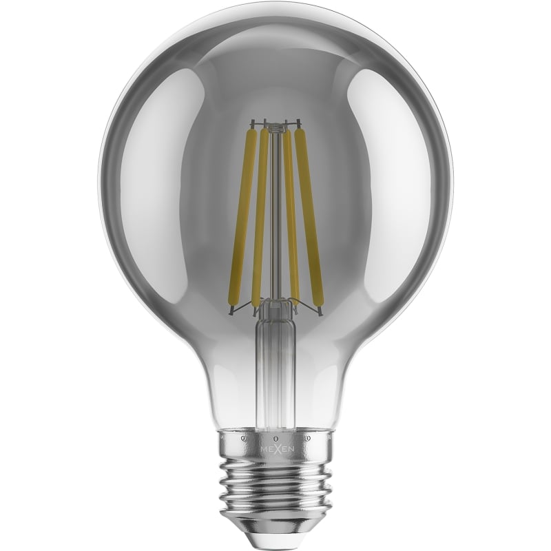Mexen Vintis 3x Bombilla de filamento LED E27, G80, 8W, Cálida - 2700K, 680 lm, humo - L155-E27-0827-70x03