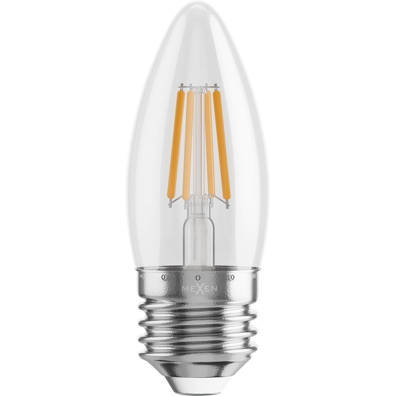Mexen Vintis 10x LED-Filamentlampe E27, C35, 6W, Warm - 2700K, 720 lm, klar - L154-E27-0627-00x10