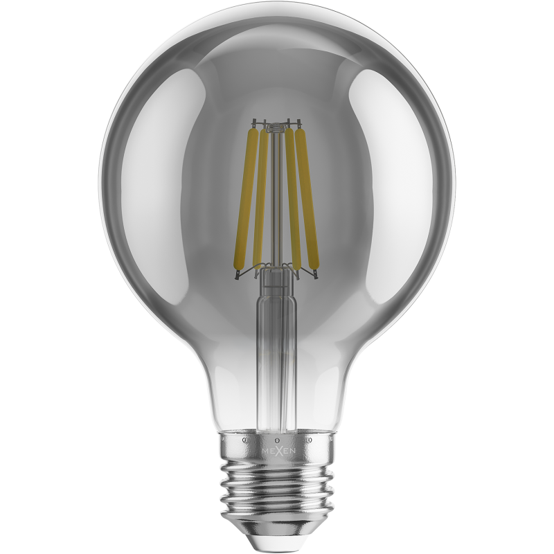 Mexen Vintis 6x LED spuldze ar pavedienu E27, G80, 4W, Silts - 2200K, 280 lm, smoke - L155-E27-0422-70x06