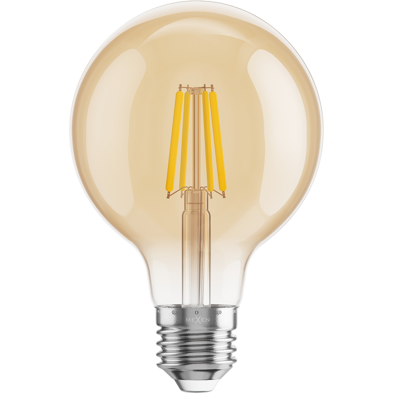 Mexen Vintis 6x LED kvēldiega spuldzes E27, G80, 4W, Silta - 2700K, 400 lm, dzintara - L155-E27-0427-50x06