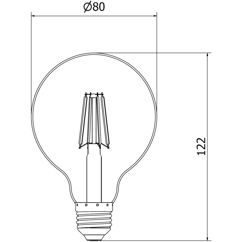 Mexen Vintis 10x spuldze filamenta LED E27, G80, 4W, Silta - 2700K, 300 lm, dūmakains - L155-E27-0427-70x10