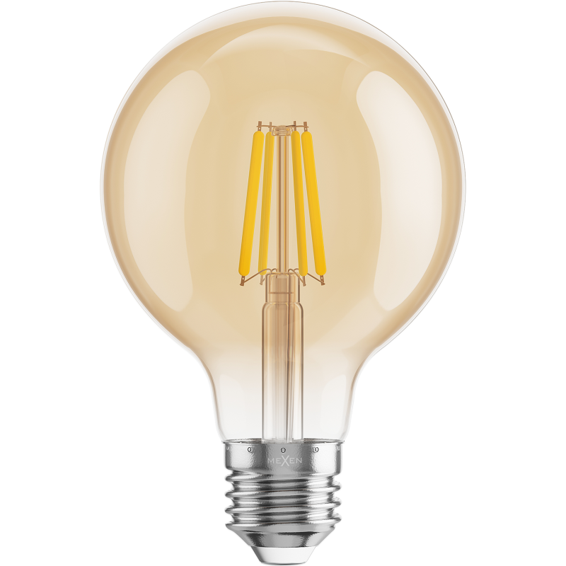 Mexen Vintis 6x LED Filamenta spuldze E27, G80, 6W, Silta - 2200K, 600 lm, dzintara - L155-E27-0622-50x06