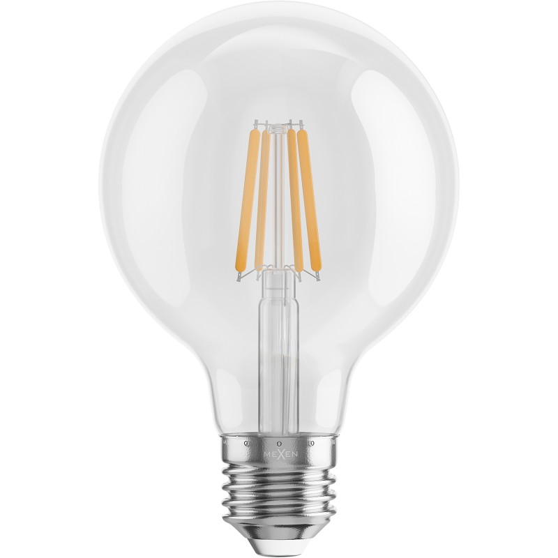 Mexen Vintis 10x Lampadina a filamento LED E27, G80, 6W, Calda - 2700K, 720 lm, trasparente - L155-E27-0627-00x10