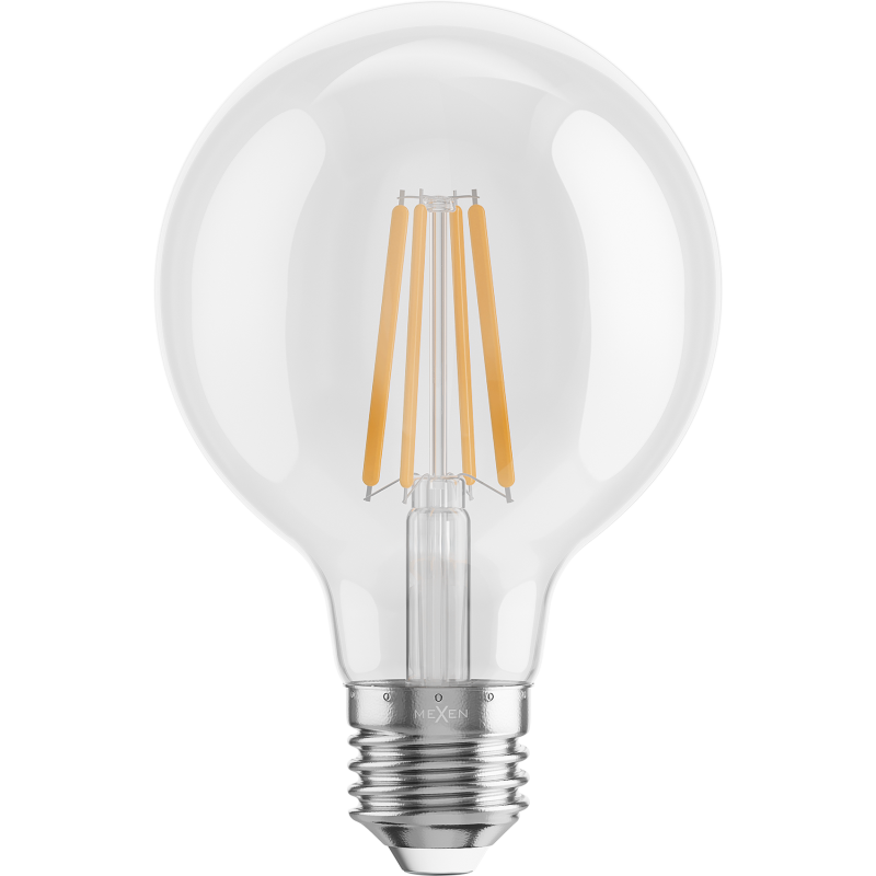 Mexen Vintis 6x żarówka filament LED E27, G80, 8W, Ciepła - 2700K, 1055 lm, clear - L155-E27-0827-00x06