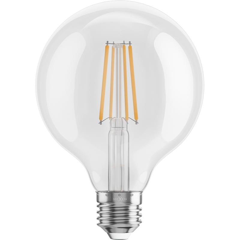 Mexen Vintis 3x Bombilla LED de filamento E27, G95, 8W, Cálida - 2700K, 1055 lm, transparente - L157-E27-0827-00x03