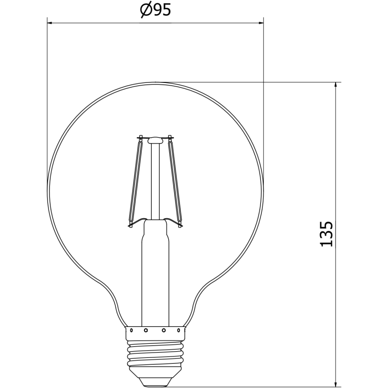 Mexen Vintis 10x LED Filament Glühbir Hell E27, G95, 2W, Waarm - 2200K, 150 lm, Rauch - L157-E27-0222-70x10