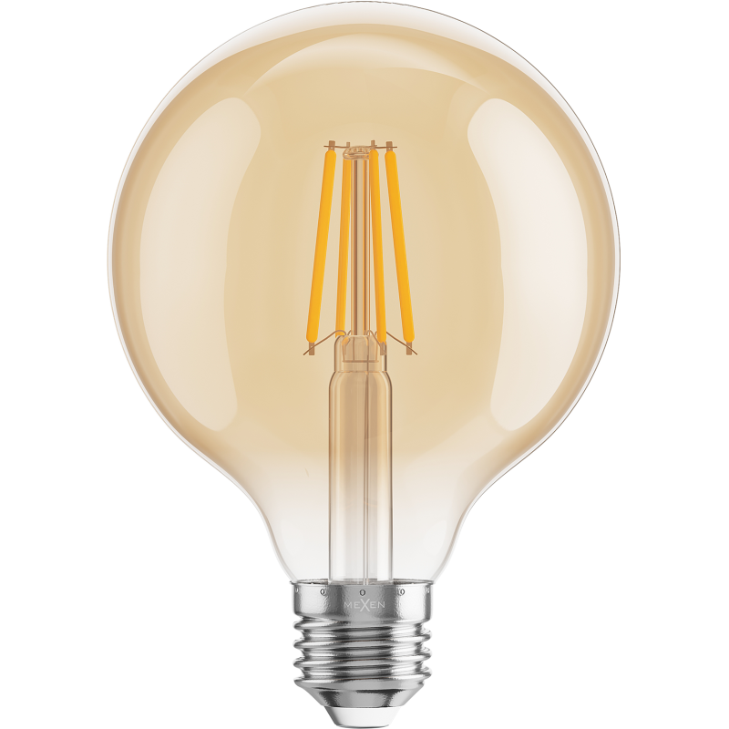 Mexen Vintis 6x LED filamenta spuldze E27, G95, 4W, Silta - 2700K, 400 lm, dzintara - L157-E27-0427-50x06