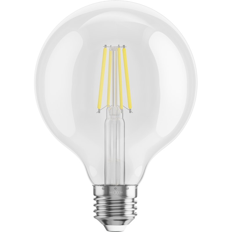 Mexen Vintis 6x LED spuldze filament E27, G95, 6W, Neitrāls - 4000K, 720 lm, caurspīdīgs - L157-E27-0640-00x06