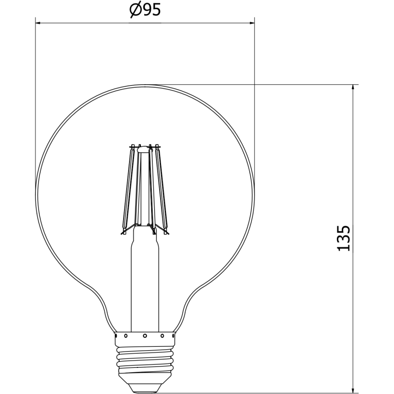 Mexen Vintis 6x LED spuldze filament E27, G95, 6W, Neitrāls - 4000K, 720 lm, caurspīdīgs - L157-E27-0640-00x06