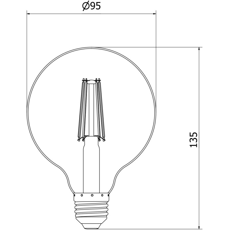 Mexen Vintis 10x LED Filament Lamp E27, G95, 8W, Warm - 2200K, 600 lm, rook - L157-E27-0822-70x10