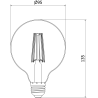 Mexen Vintis 6x LED filamentlamp E27, G95, 10W, Warm - 2700K, 1320 lm, helder - L157-E27-1027-00x06