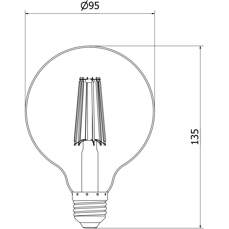 Mexen Vintis 10x LED E27 vītņspuldzes, G95, 10W, Silta - 2700K, 1320 lm, caurspīdīga - L157-E27-1027-00x10