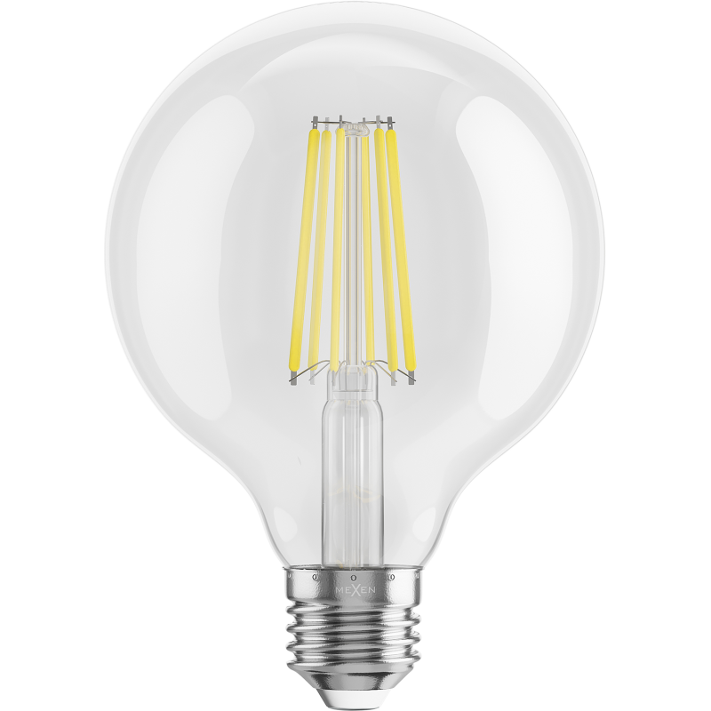 Mexen Vintis 10x LED kvēldiega spuldze E27, G95, 10W, Neitrāla - 4000K, 1320 lm, caurspīdīga - L157-E27-1040-00x10