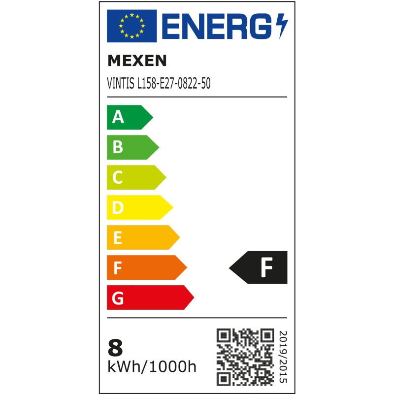 Mexen Vintis 10x Lampadina a filamento LED E27, G125, 8W, Calda - 2200K, 750 lm, ambra - L158-E27-0822-50x10
