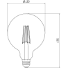 Mexen Vintis 10x Lampadina a filamento LED E27, G125, 8W, Calda - 2200K, 750 lm, ambra - L158-E27-0822-50x10