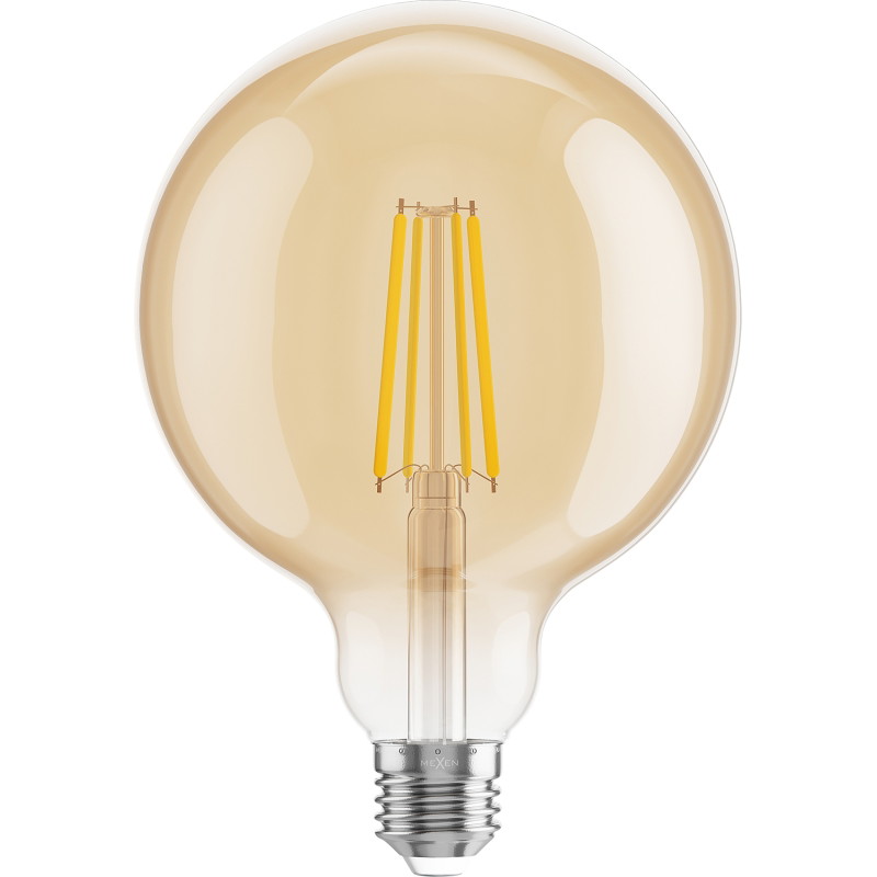 Mexen Vintis 10x Lampadina a filamento LED E27, G125, 8W, Calda - 2200K, 750 lm, ambra - L158-E27-0822-50x10