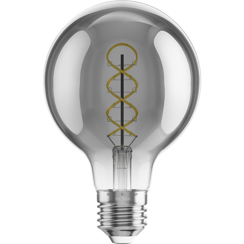 Mexen Vintis 3x żarówka filament spirala LED E27, G80, 2W, Ciepła - 2200K, 100 lm, smoke - L165-E27-0222-70x03