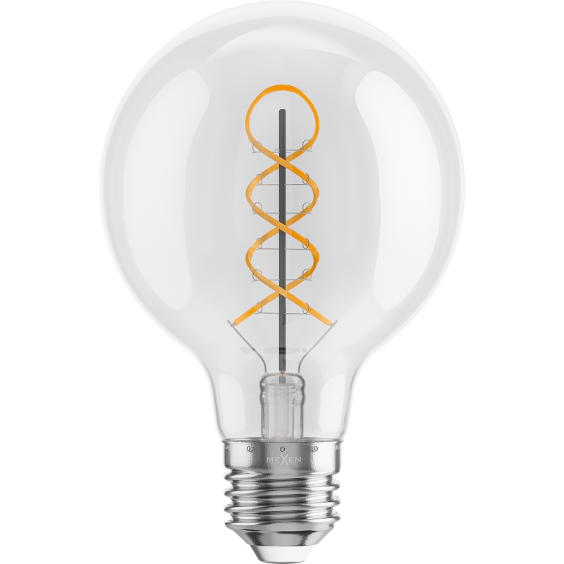 Mexen Vintis 3x Ampoule filament spirale LED E27, G80, 8W, Chaude - 2700K, 750 lm, clair - L165-E27-0827-00x03