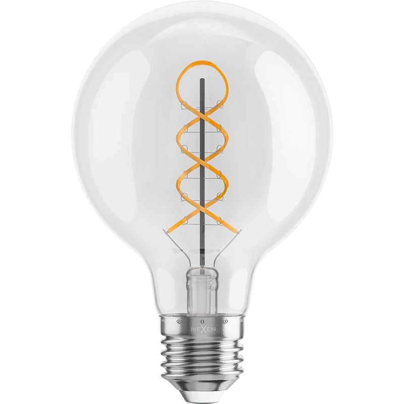 Mexen Vintis 3x Lampadina a LED con filamento a spirale E27, G80, 8W, Calda - 2700K, 750 lm, trasparente - L165-E27-0827-00x03