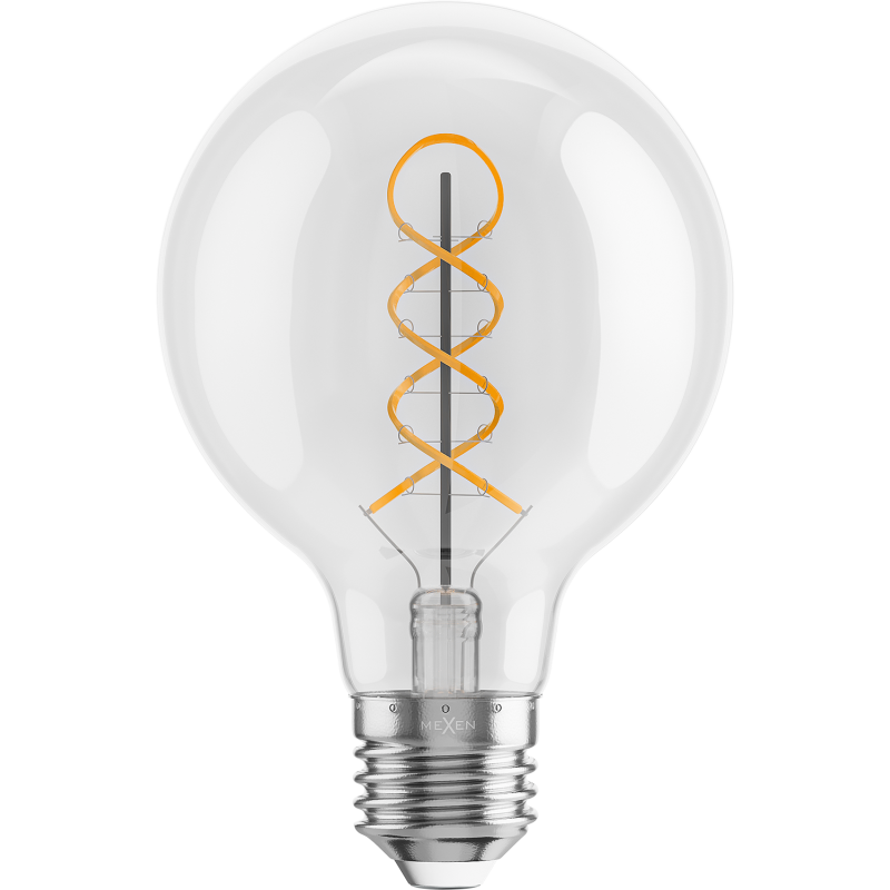 Mexen Vintis 3x żarówka filament spirala LED E27, G80, 8W, Ciepła - 2700K, 750 lm, clear - L165-E27-0827-00x03
