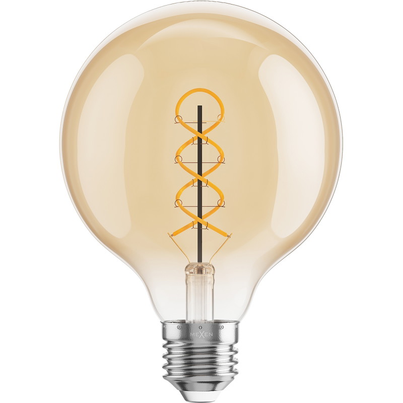 Mexen Vintis 3x Lämmin - 2700K, 530 lm, meripihka, Filamenttikierre LED-lamppu E27, G95, 6W - L167-E27-0627-50x03
