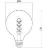 Mexen Vintis 3x Lämmin - 2700K, 530 lm, meripihka, Filamenttikierre LED-lamppu E27, G95, 6W - L167-E27-0627-50x03
