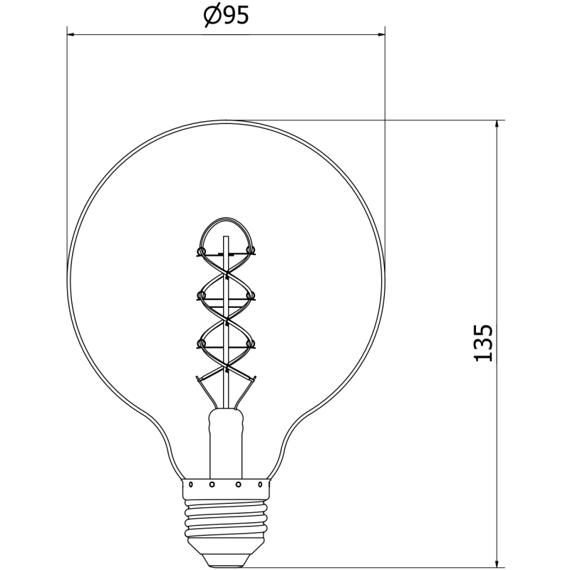 Mexen Vintis 3x LED spuldze spirālveida E27, G95, 8W, Silta - 2200K, 600 lm, ambra - L167-E27-0822-50x03