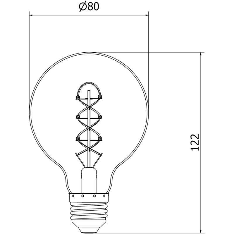 Mexen Vintis 10x LED E27 kvēldiega spirāles spuldze, G80, 4W, Silta - 2200K, 360 lm, dzintara - L165-E27-0422-50x10